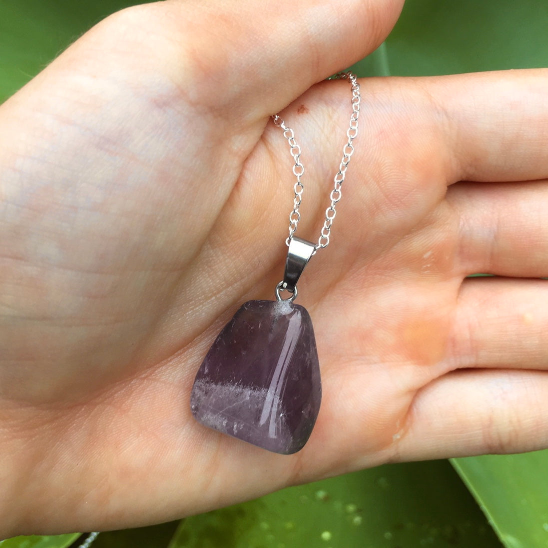 Amethyst Tumble Silver Necklace