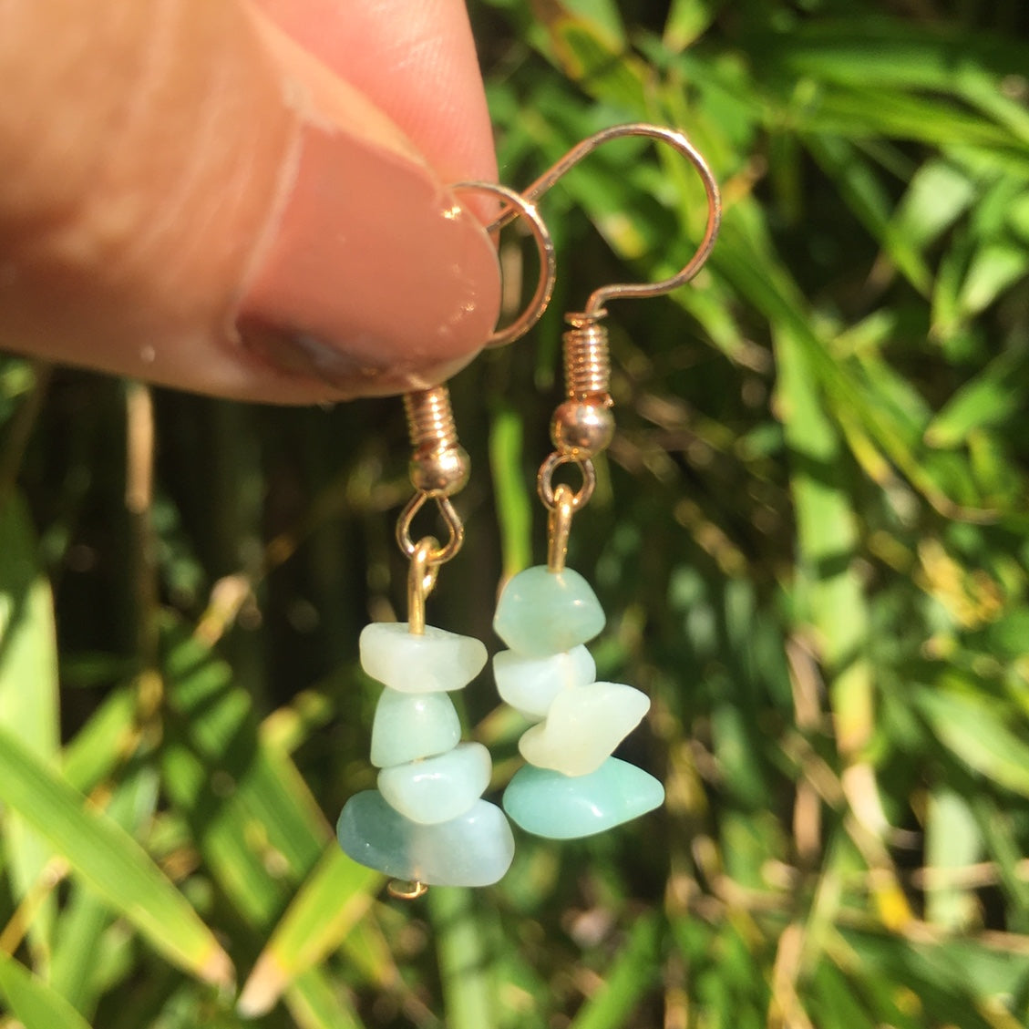 Amazonite Gold Hook HYPOALLERGENIC Earrings