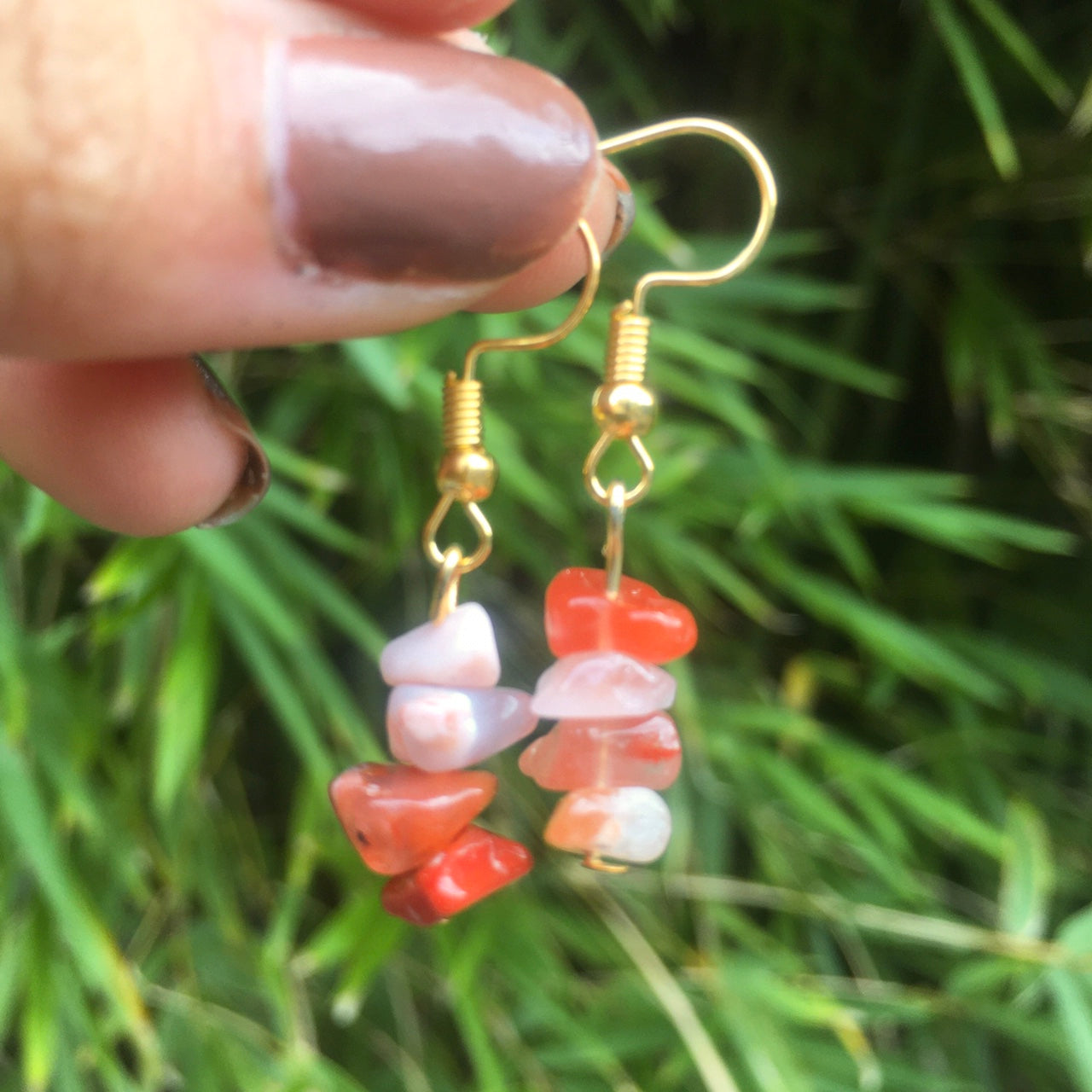 Carnelian Gold Hook HYPOALLERGENIC  Earrings