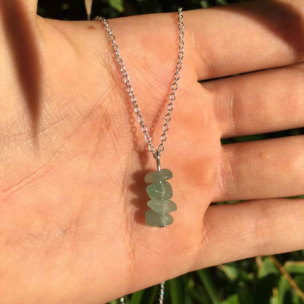 Green Aventurine Silver Necklace