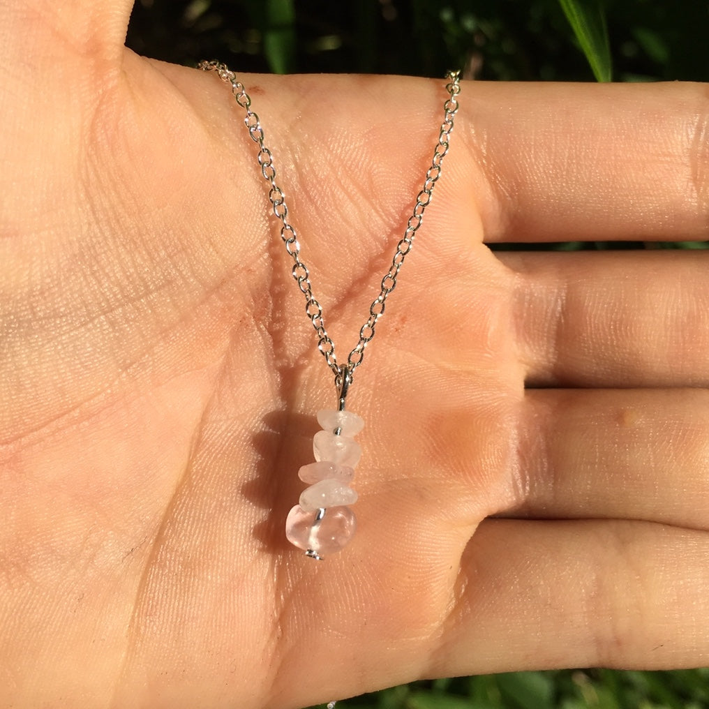 Rose Quartz Silver Necklace