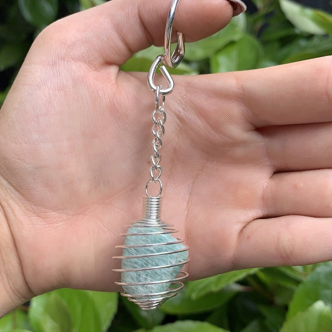 The Guide Crystals Keychain Amazonite Keychain Tumbled Stone