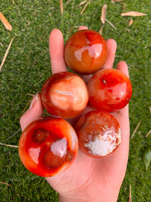 The Guide Crystals sphere Carnelian Medium/Large Sphere