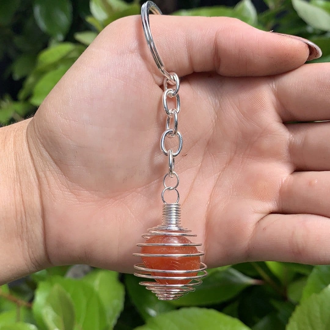 The Guide Crystals Keychain Carnelian Keychain Tumbled Stone
