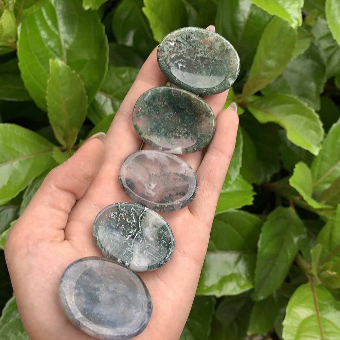 Moss Agate Worry Stone