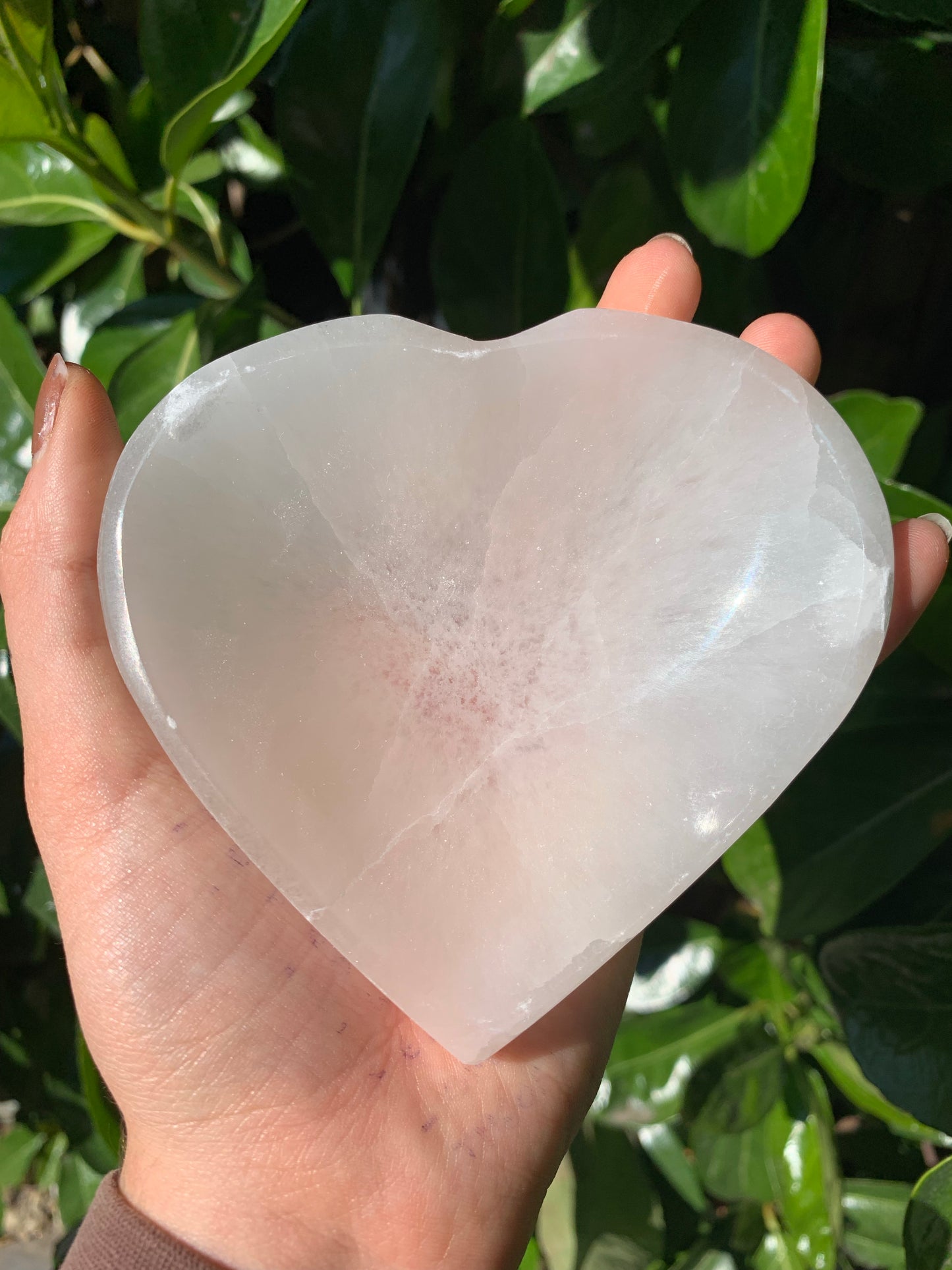 Satin Spar Selenite Heart Bowl