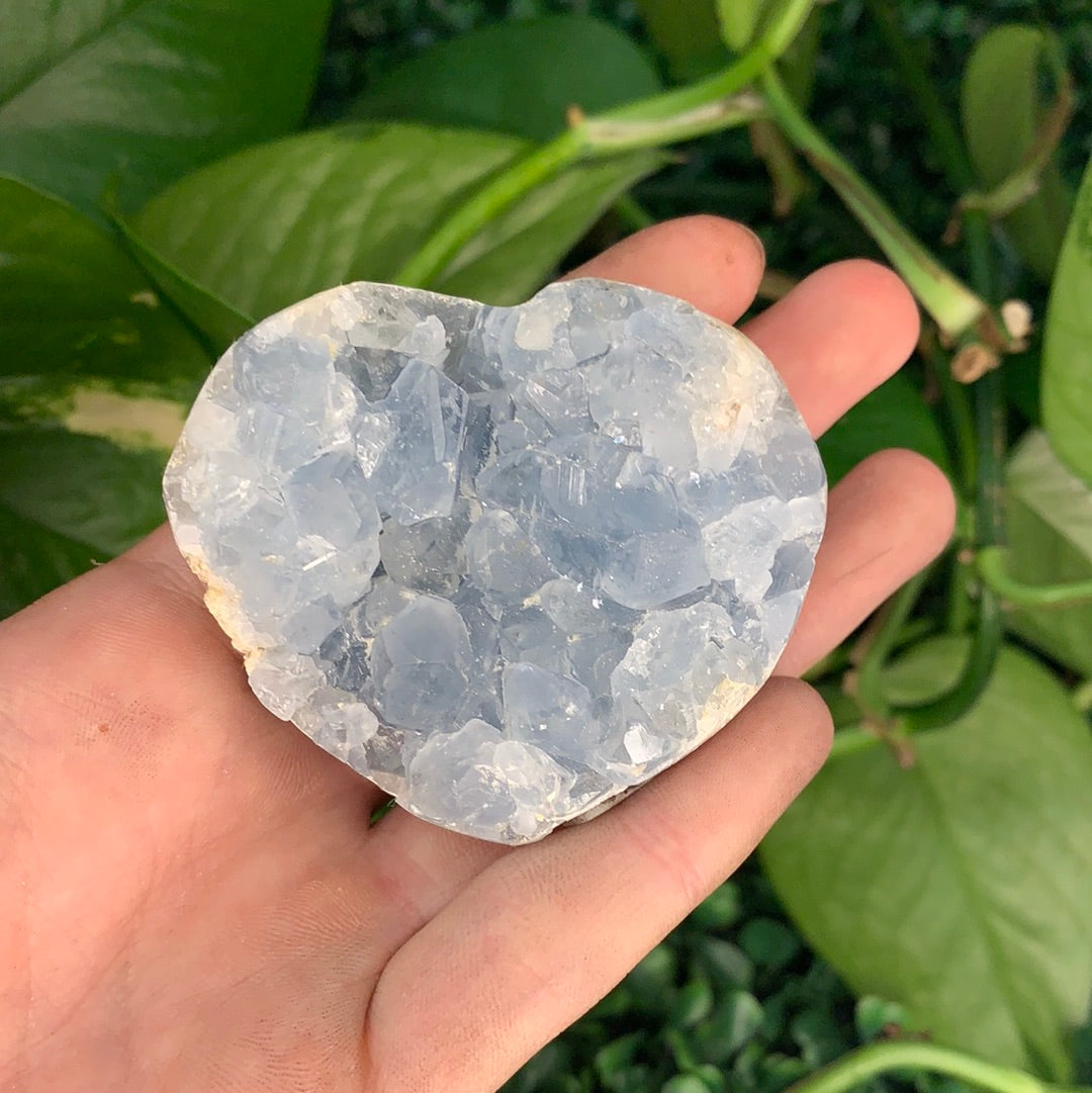 Celestite Heart Semi Polished Cluster Medium