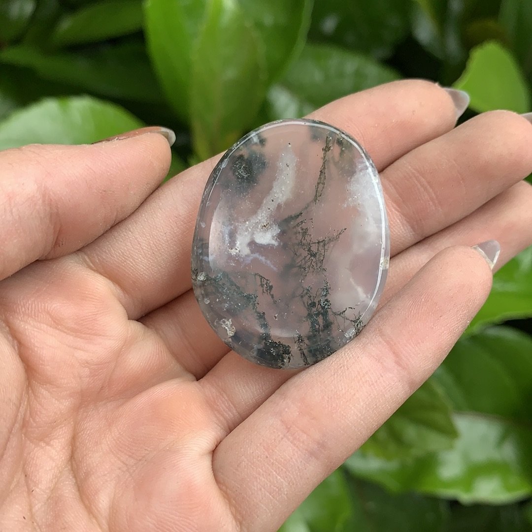 Moss Agate Worry Stone