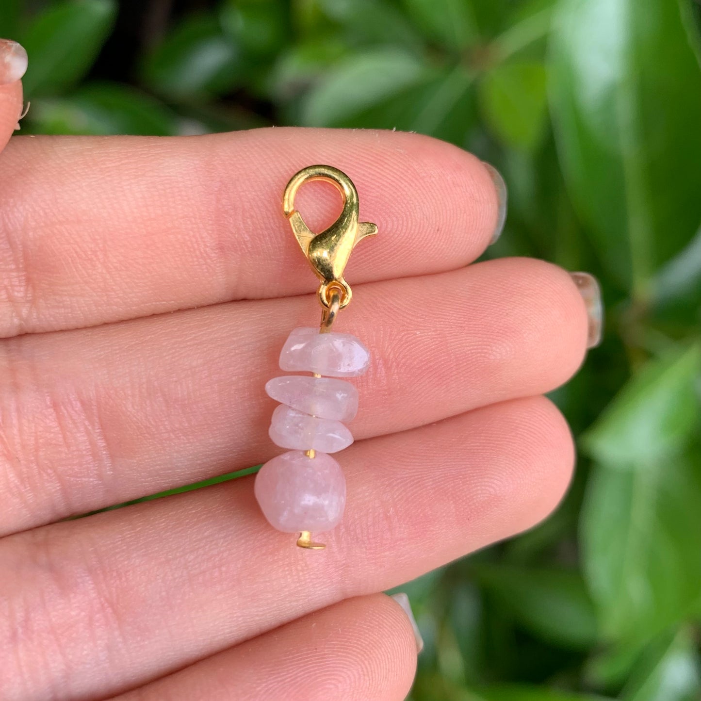 Rose Quartz Silver Pet Clip