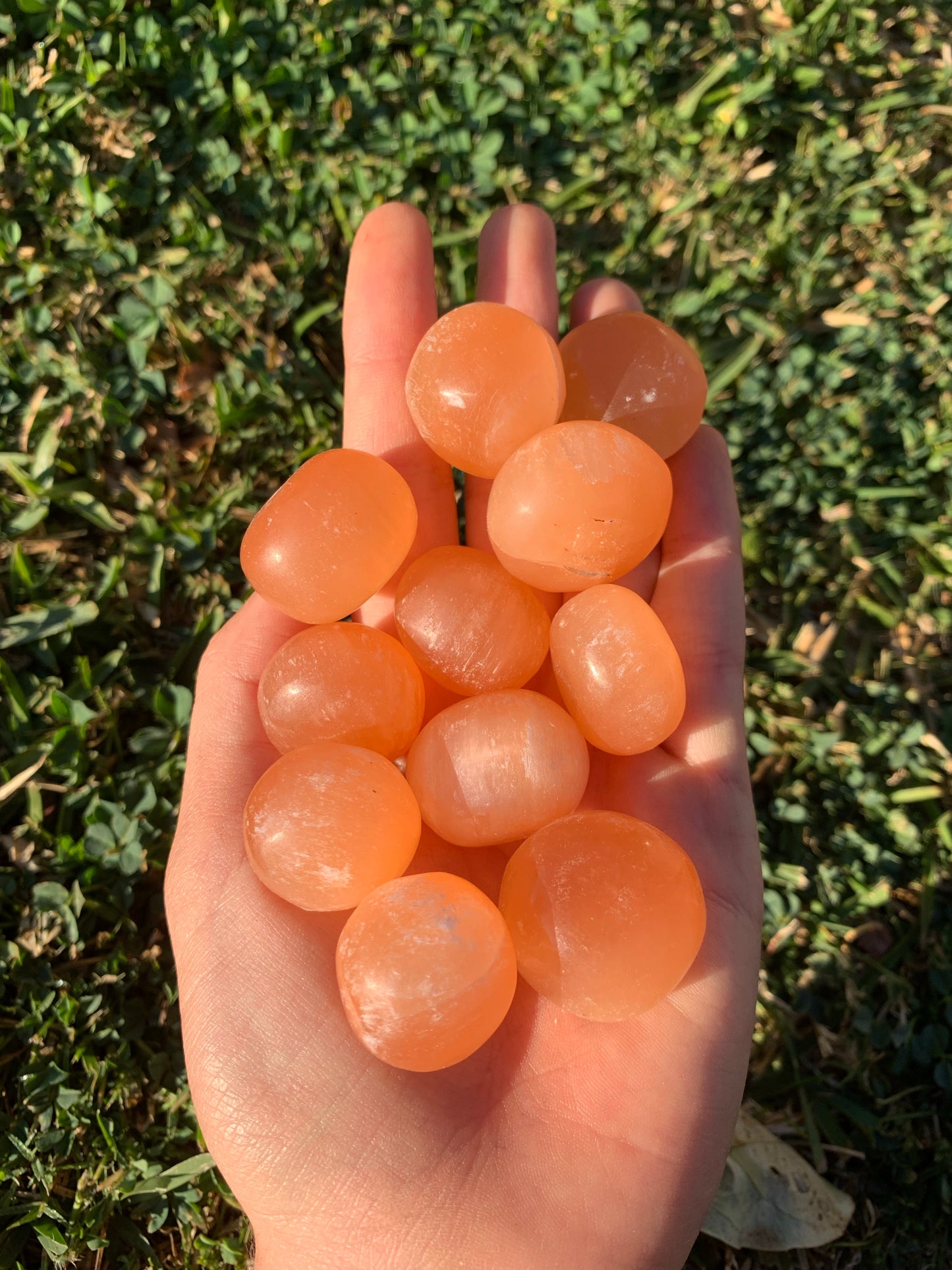 Peach Satin Spar Selenite Tumble