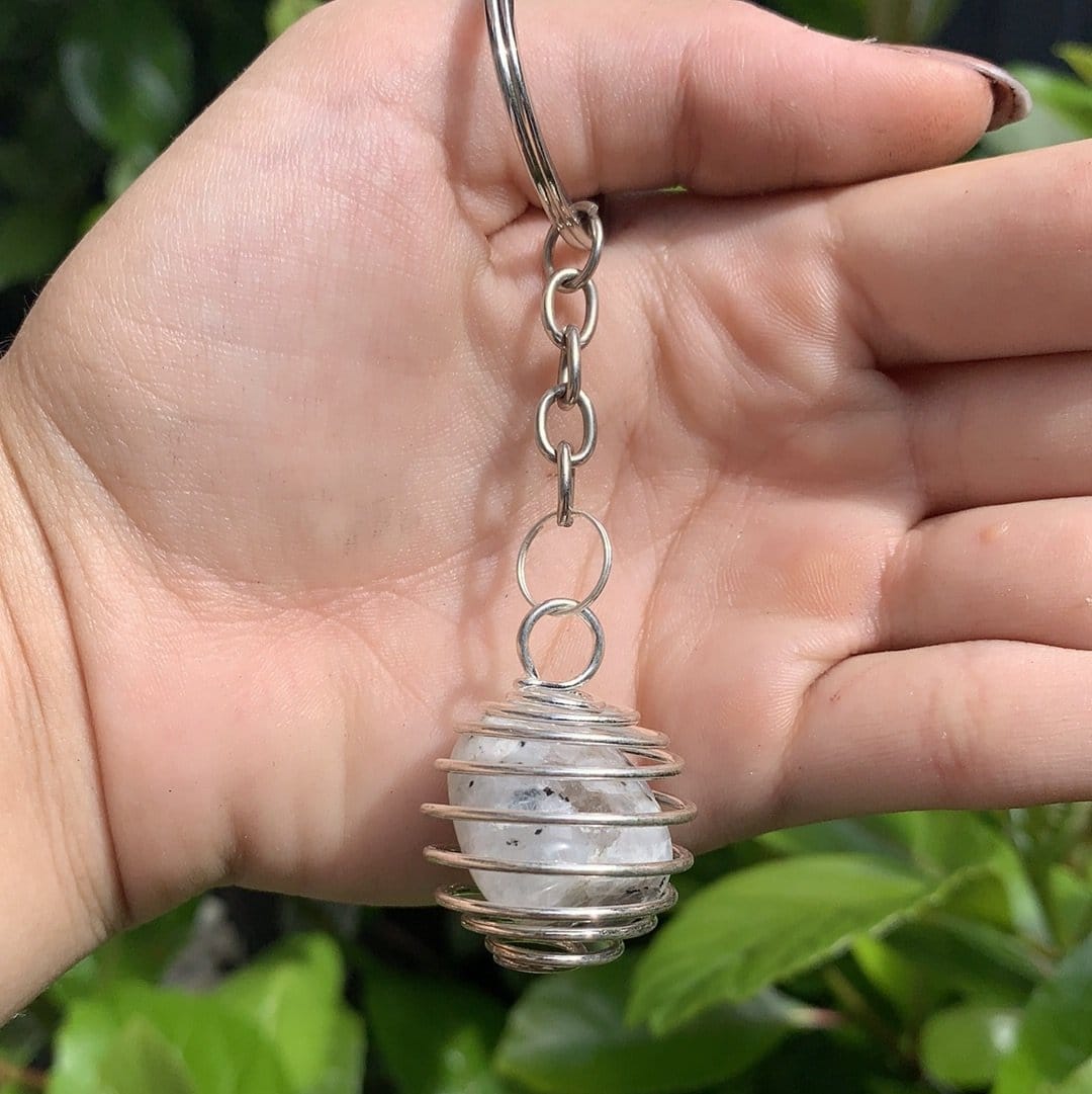 The Guide Crystals Keychain Moonstone Keychain Tumbled Stone