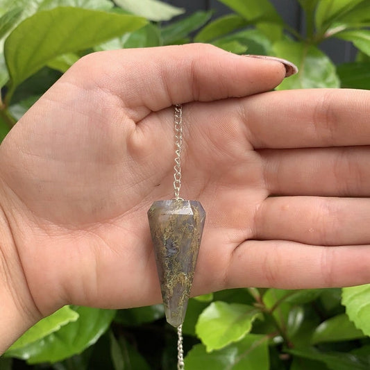The Guide Crystals pendulums Moss Agate Crystal Pendulum