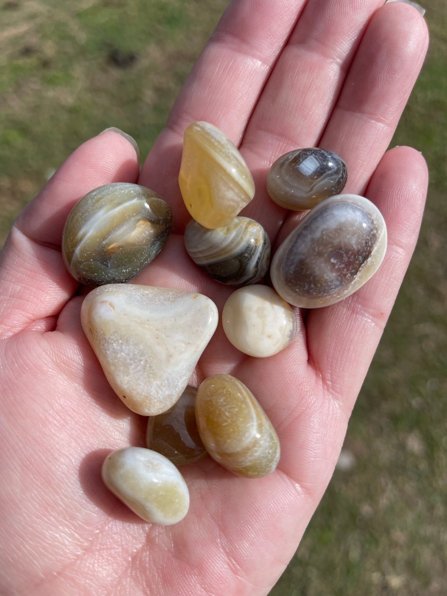 The Guide Crystals tumble Yellow Banded Agate Tumbled Stone