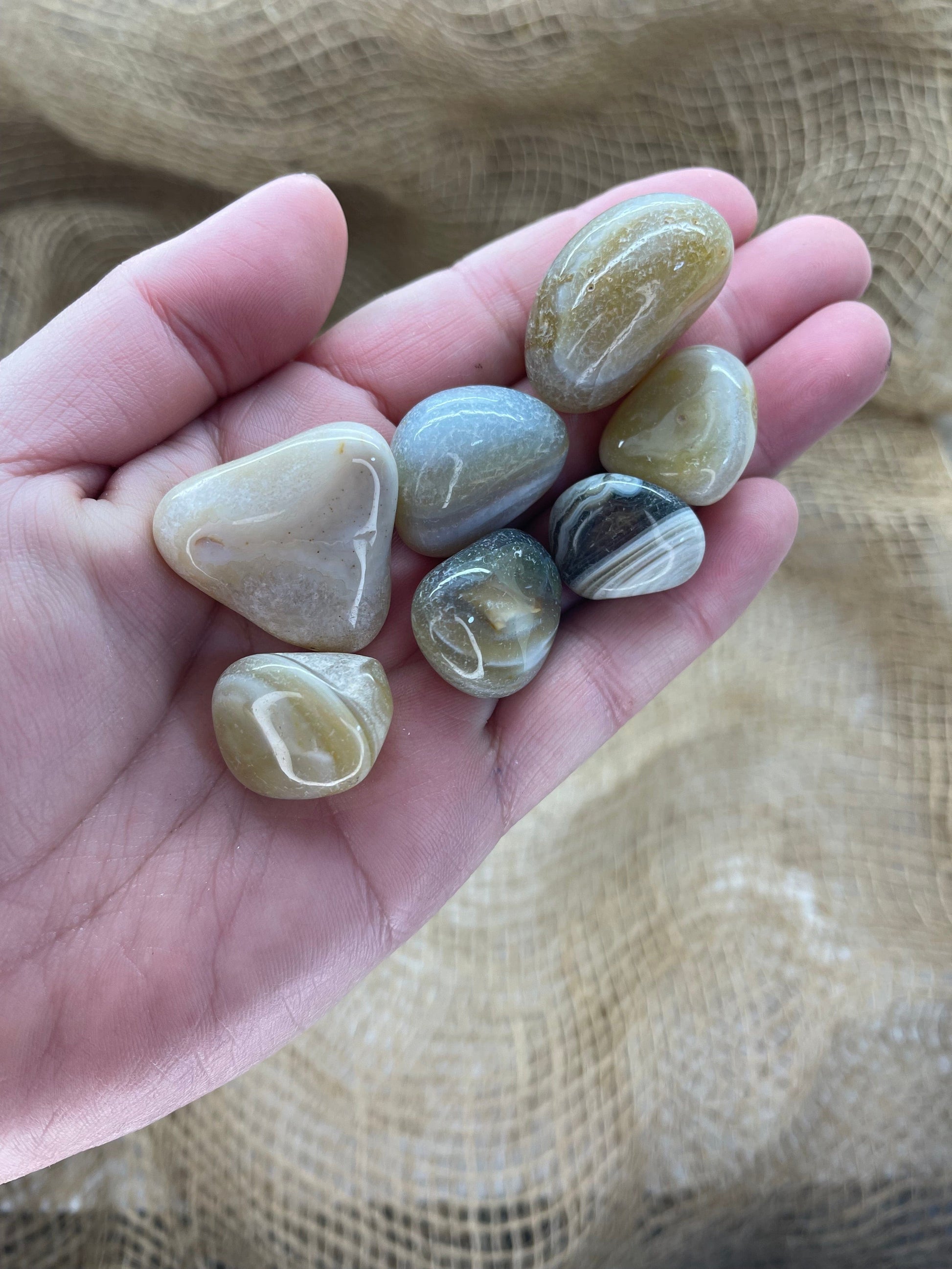 The Guide Crystals tumble Yellow Banded Agate Tumbled Stone